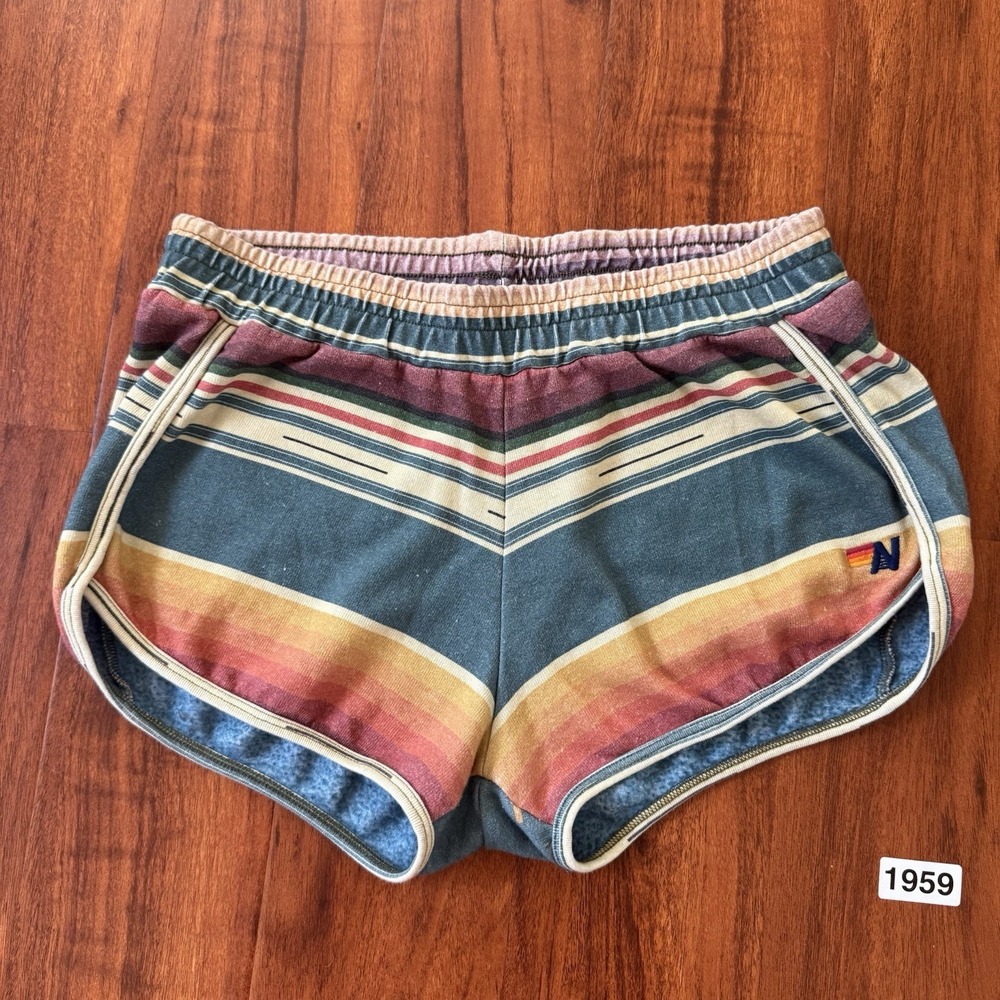 AVIATOR NATION Tulum Rainbow Jogger Shorts Womens Size na USA Rayon Blend
